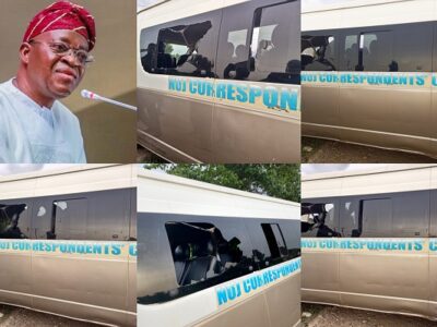 BREAKING: Many injured as thugs attack Oyetola’s campaign train