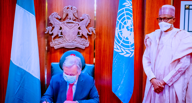 Buhari receives UN Secretary-General at State House