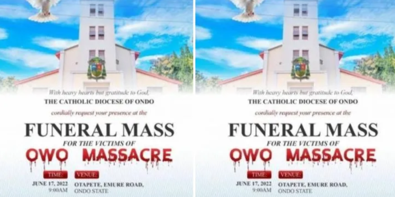 Catholic Church holds funeral mass for members killed in Owo