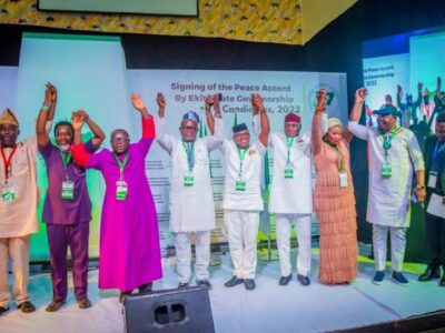 Ekiti guber candidates sign peace accord ahead of poll