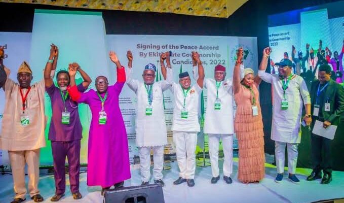 Ekiti guber candidates sign peace accord ahead of poll