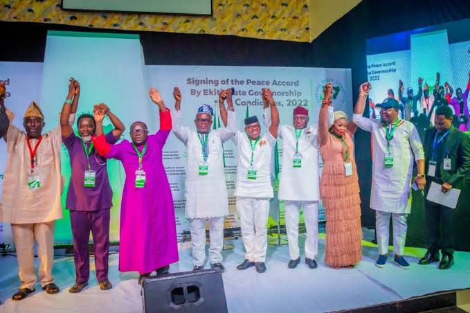 Ekiti guber candidates sign peace accord ahead of poll