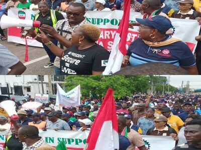 BREAKING: NLC protesters storm Sanwo-Olu’s office over ASUU strike