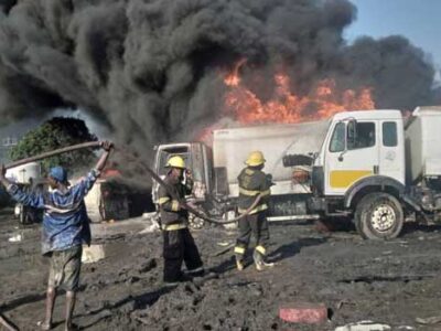 Fuel tanker explodes, destroys vehicles in Lagos