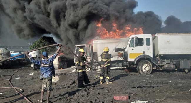 Fuel tanker explodes, destroys vehicles in Lagos