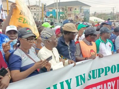 PICTORIAL: Falana joins NLC protesters in Lagos