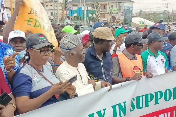PICTORIAL: Falana joins NLC protesters in Lagos