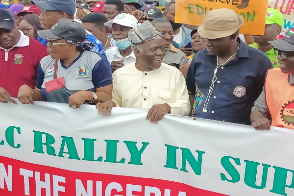 PICTORIAL: Falana joins NLC protesters in Lagos