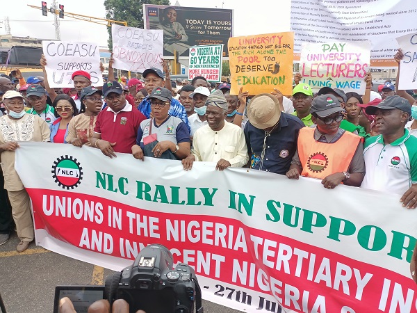 PICTORIAL: Falana joins NLC protesters in Lagos