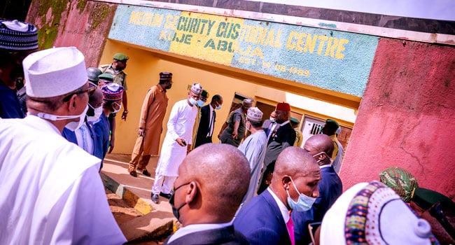 Buhari visits Kuje prison hours after attack