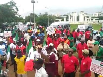 NLC President leads day 2 protest over university unions strike