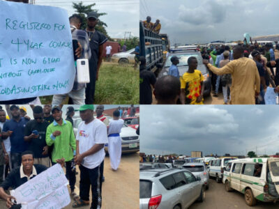 ASUU Strike: Commuters stranded on Ibadan-Ife expressway as students protest