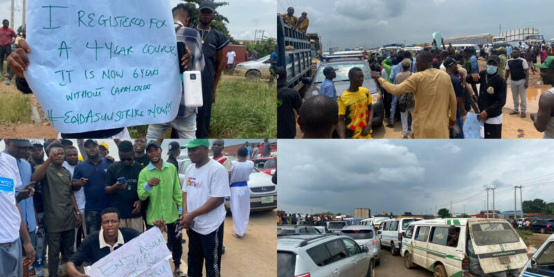 ASUU Strike: Commuters stranded on Ibadan-Ife expressway as students protest