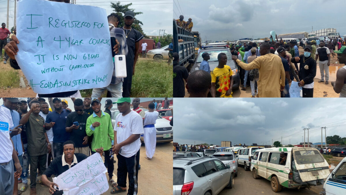 ASUU Strike: Commuters stranded on Ibadan-Ife expressway as students protest