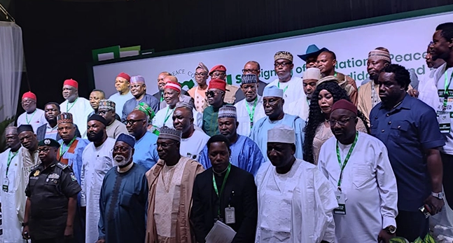 2023: Tinubu absent as presidential candidates sign peace accord