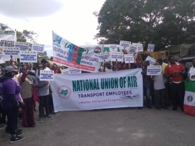 Airport workers protest, give FG 14-day ultimatum over aviation bills