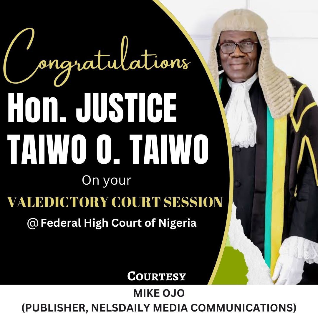 Valedictory court session for Justice Taiwo holds Sept 22