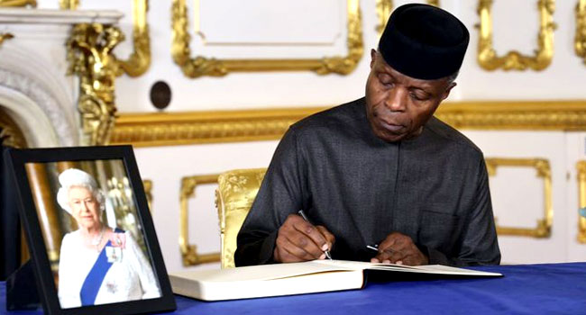 Osinbajo arrives in London ahead of Queen Elizabeth’s funeral