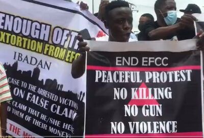 Protest: ‘Yahoo boys’ on smear campaign, EFCC reacts