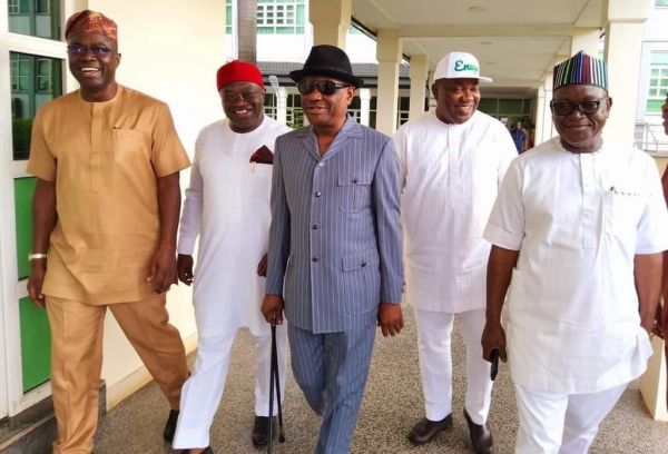 Ayu: Wike, Ortom present as five aggrieved PDP governors meet