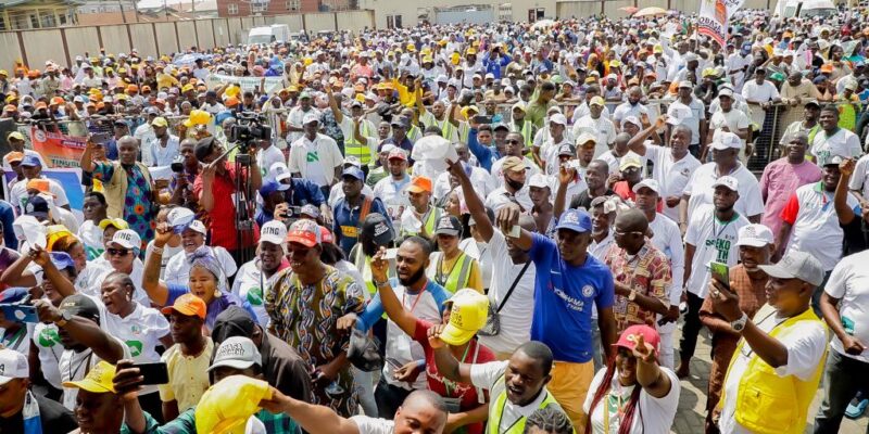 BREAKING: Photos as thousands of youths mobilise for Tinubu, Obasa