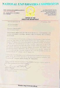 Elections: NUC orders closure of varsities Feb 22 