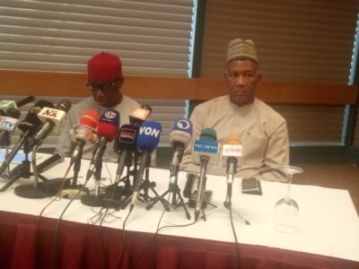 2023 General Elections: At joint briefing, Okowa, Baba-Ahmed ask INEC to cancel elections