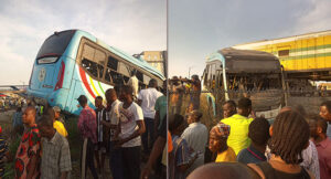 BREAKING: Two dead, several injured as train crushes govt bus in Lagos