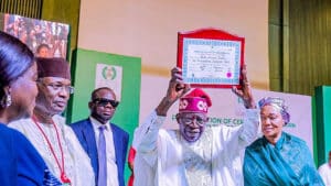 JUST IN: Tinubu receives Certificate of Return