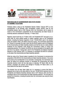 BREAKING: INEC postpones Governorship, House of Assembly polls