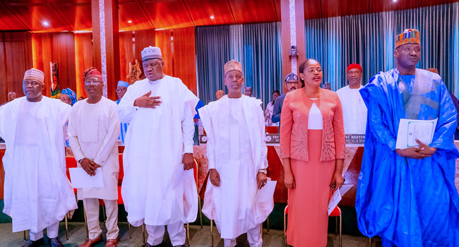 Buhari presides over FEC meeting, swears in six new Perm Secs