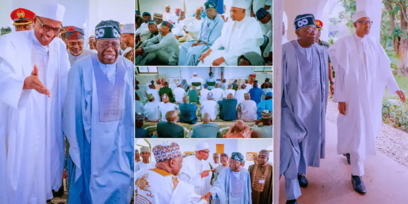 Buhari receives Tinubu at Presidential Villa