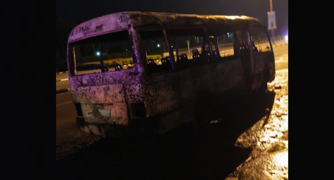 Bus catches fire at Eagle Square in Abuja