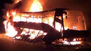 Bus catches fire at Eagle Square in Abuja
